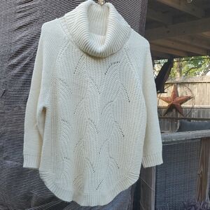 JohnPaulRichard Ivory Cowl Neck Sweater With Matching Ring